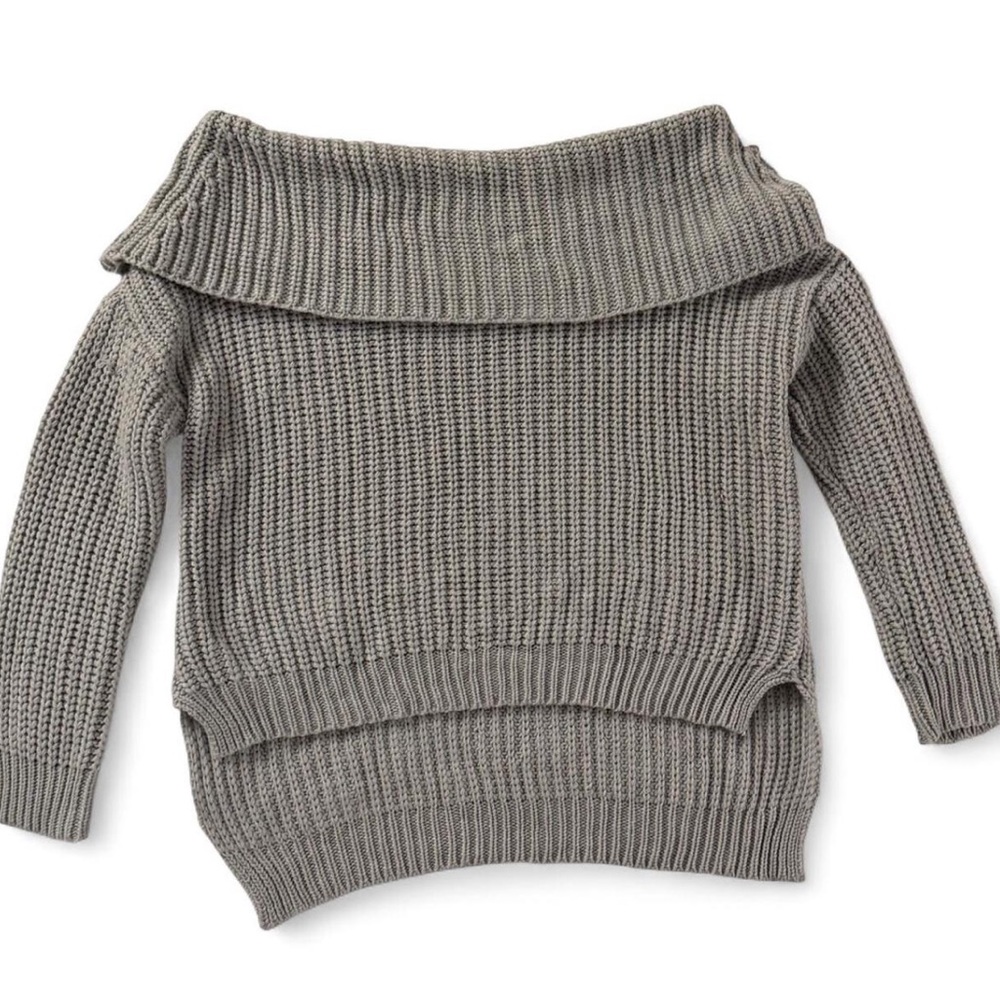 Chic Off-Shoulder Gray Sweater for Women